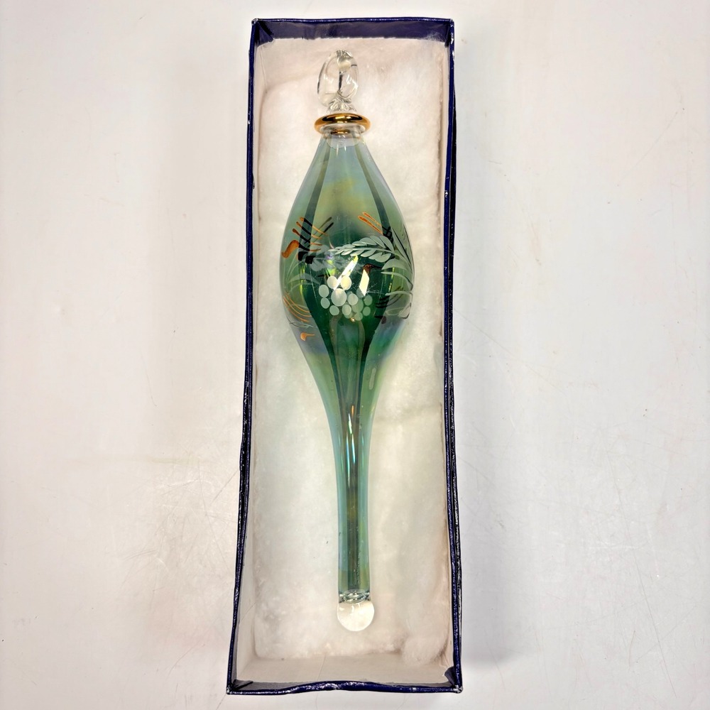 VTG Egyptian Hand Blown Fancy 24K Gold Etched Glass Christmas Ornament 8" in - Picture 8 of 8